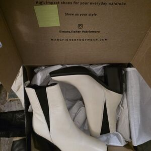 Marc Fisher Black and White Heeled Boots